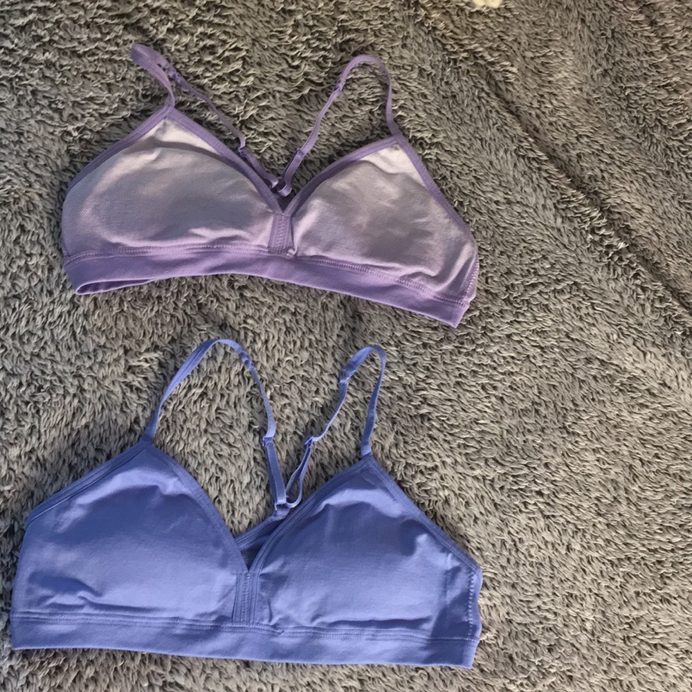 purple and blue bra.